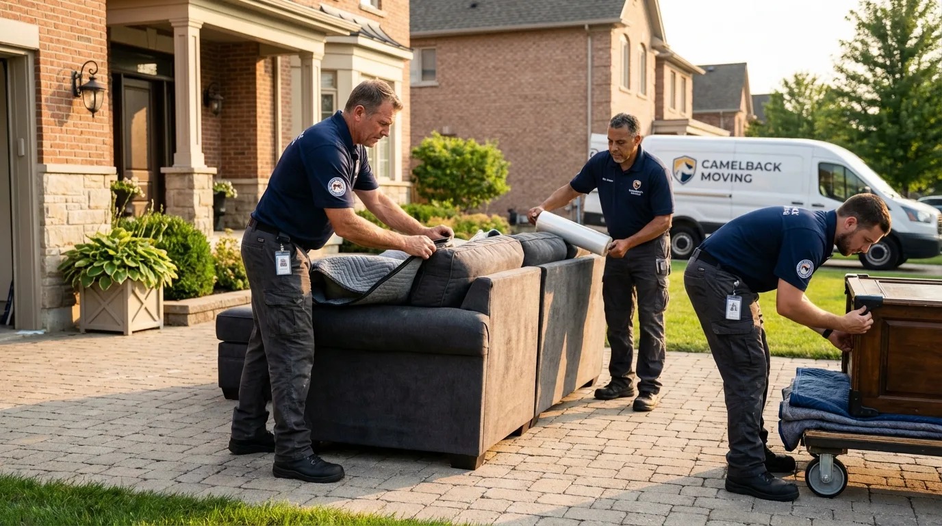 Large estate moving crew wrapping furniture in Pinehurst, ID