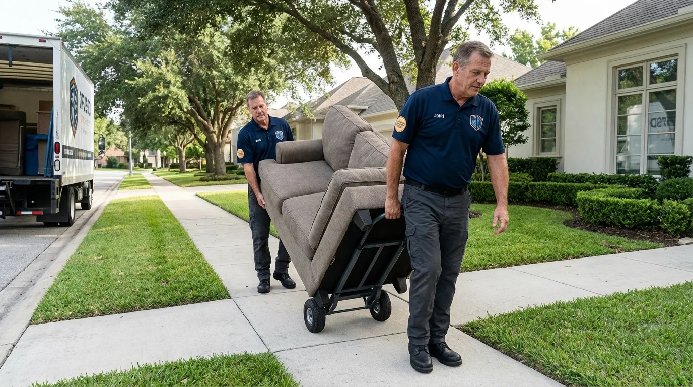 Local residential moving crew loading furniture in Pinehurst, ID
